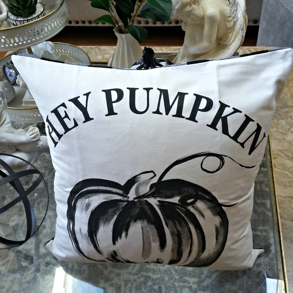 NEW! FARMHOUSE Cottage "Hey Pumpkin" 20" PILLOW - Picture 1 of 3